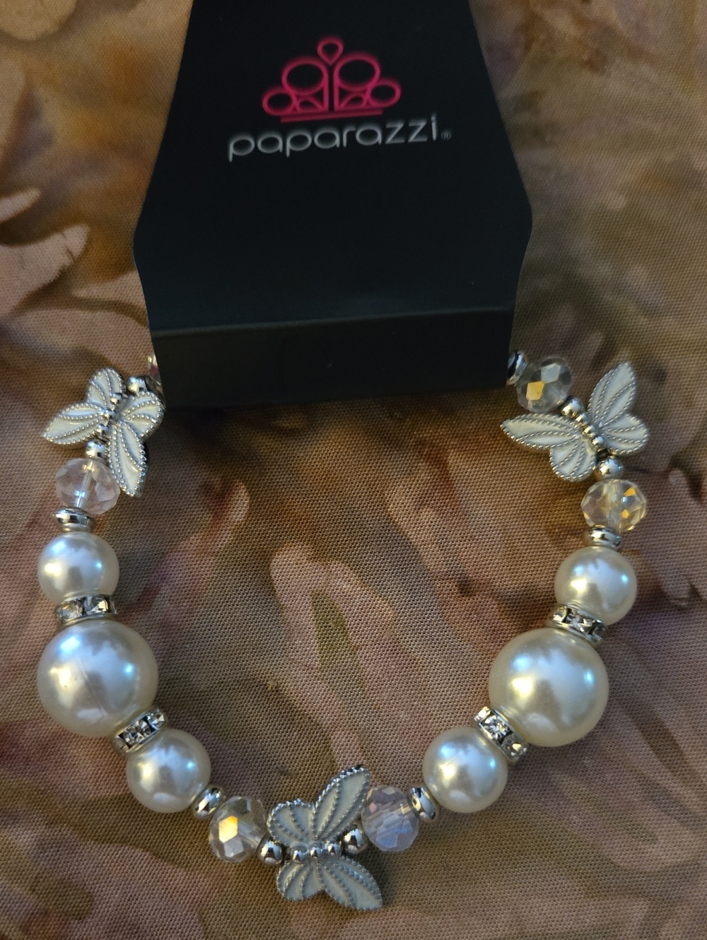 Paparazzi Ivory Pearl & Butterfly Accent Bracelet